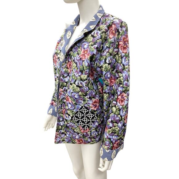 NWOT Artisan Jacket Women’s Size XL Reversible Flower Pattern Leaves Pattern - Picture 2 of 9